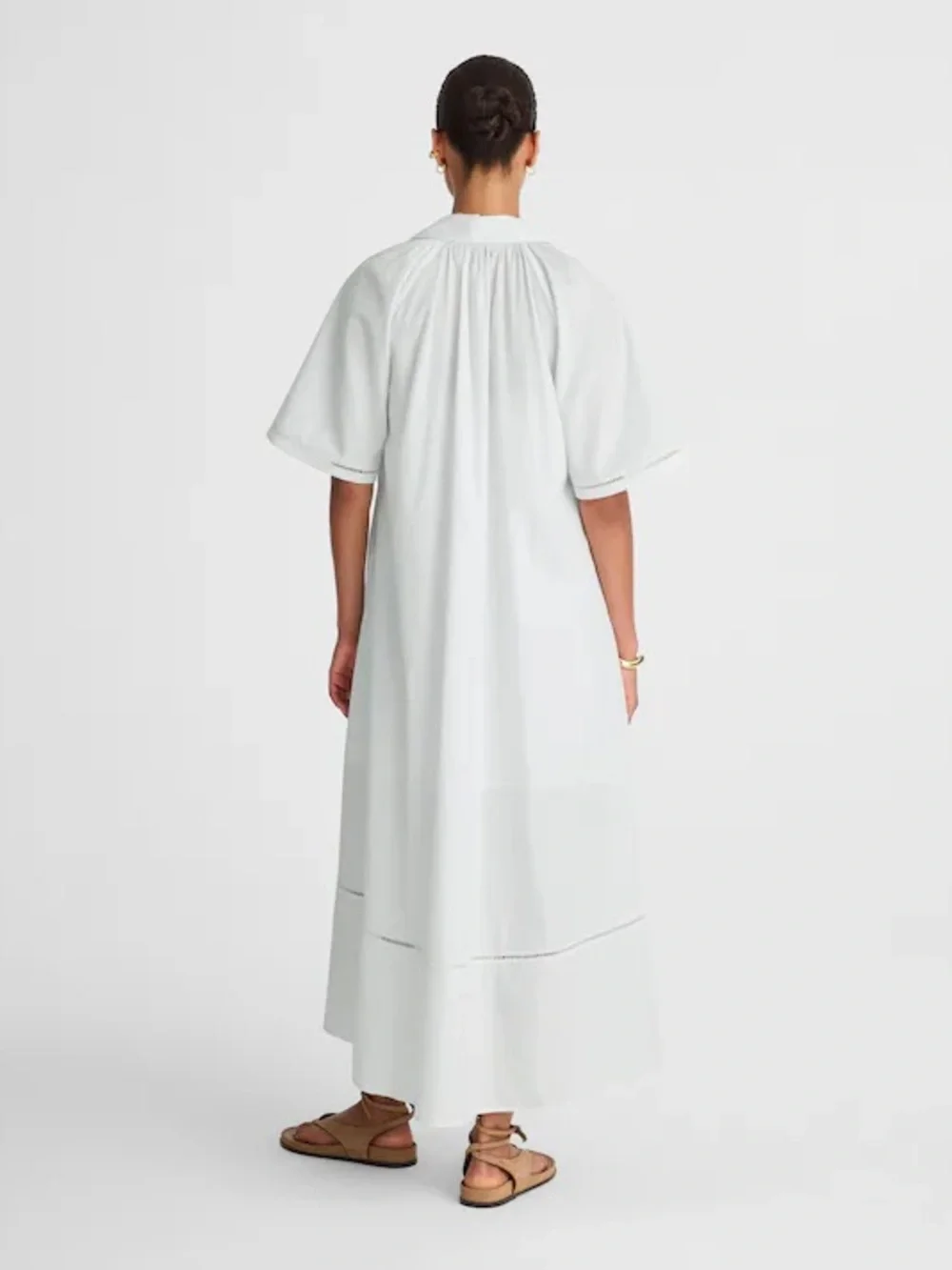Madewell NWT Poplin Splitneck Midi Shirtdress Size Small in White - Picture 4 of 16